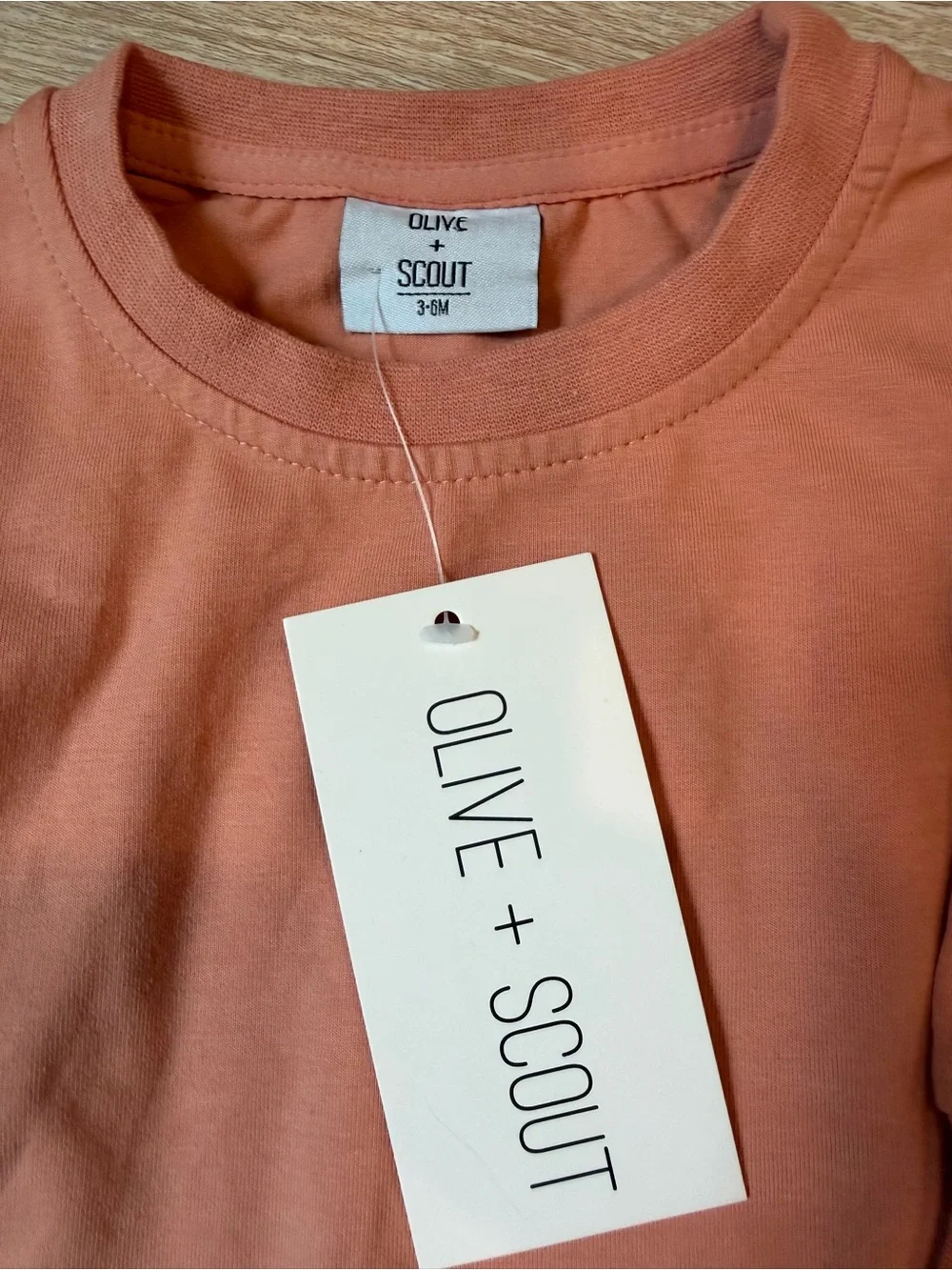 Kids' Dusty Rose Long Sleeve Tee with Black Sleeve Stripes - Picture 2 of 2